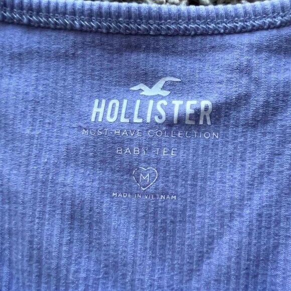 Hollister Blue Babydoll Crop Top, Women's Medium Cut Off Going Out Top - Picture 2 of 3